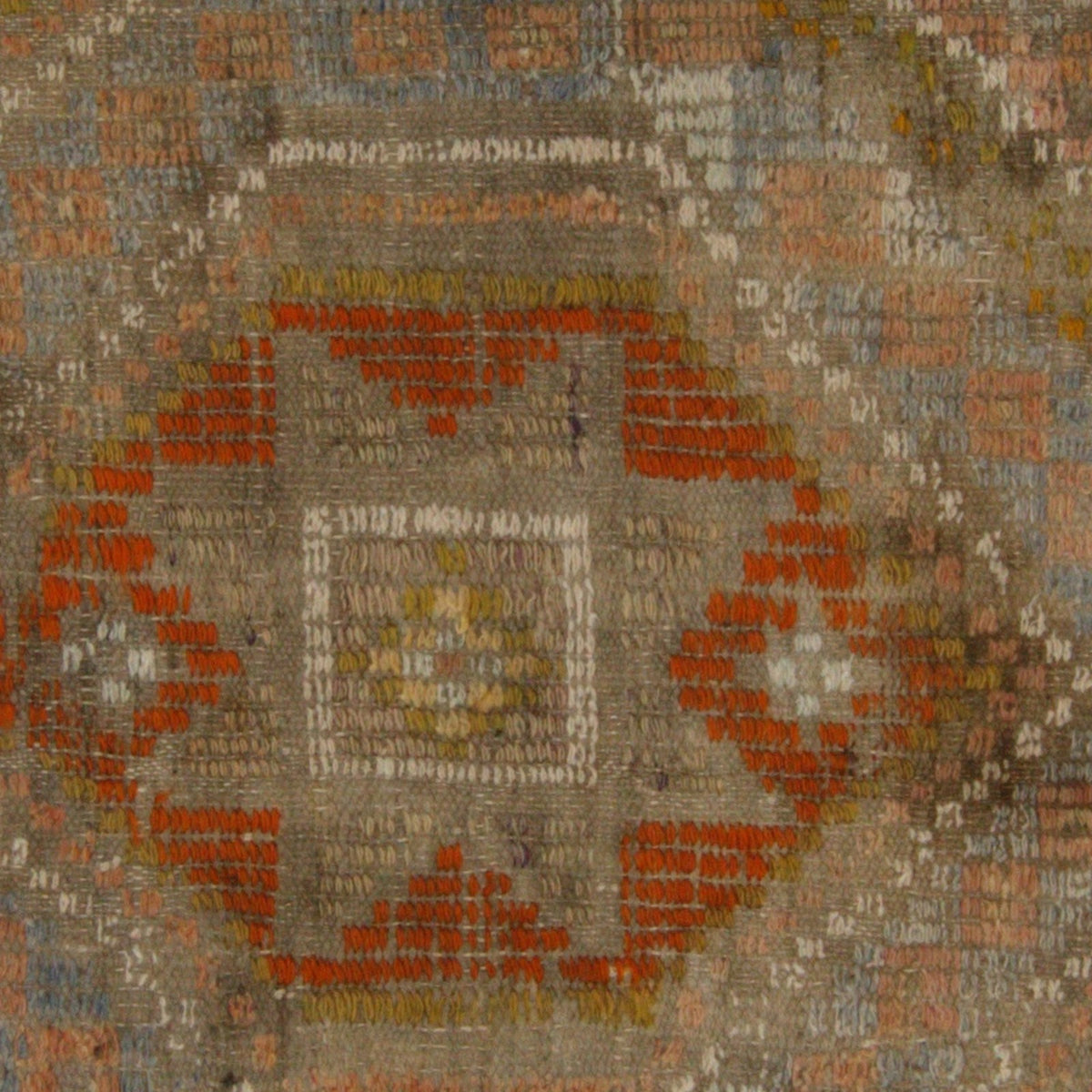 Close-up of the vintage rug weave - Rust & Grey medallion pillow cover - PC-MED-RUS-5050-002 - Arconiz