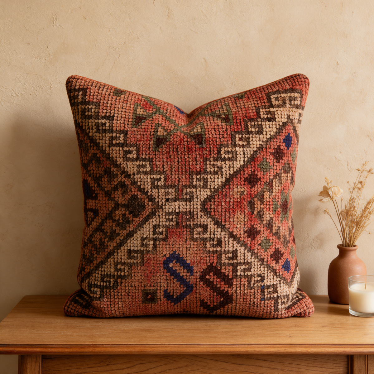 Rust Western Diamond Pillow Cover 20x20 - console - K-0058