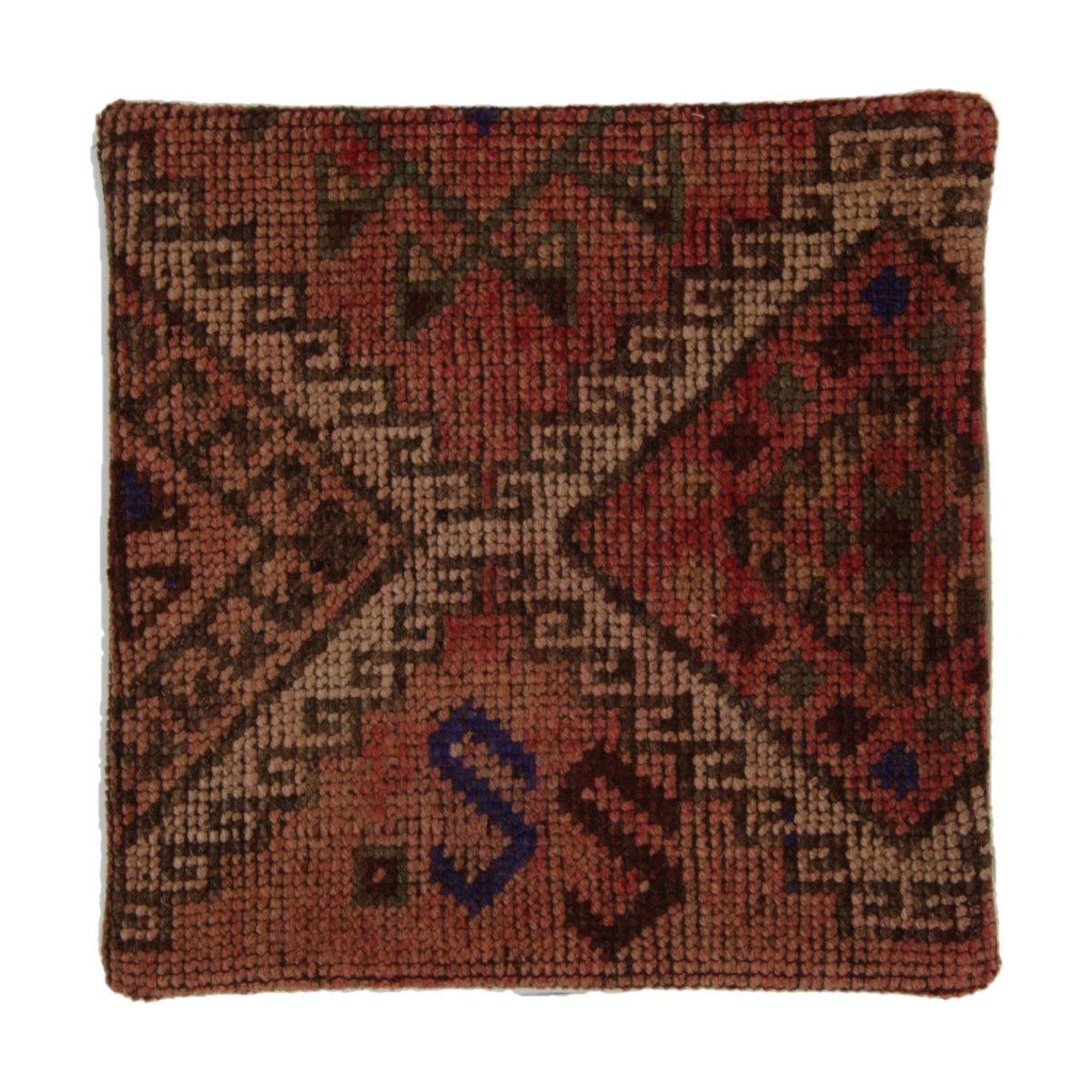 Rust & Navy vintage rug diamond pillow cover 20" x 20" - PC-DIA-RUS-5050-003 - Arconiz