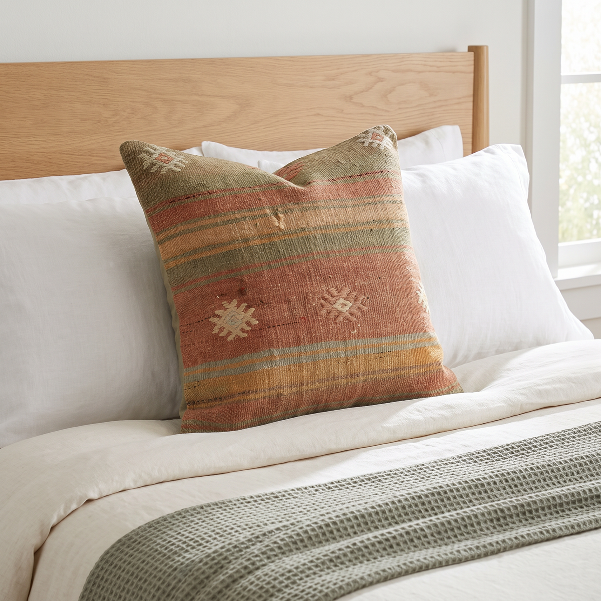 Olive Southwestern Stripe Pillow Cover 20x20 - bedroom - K-0059