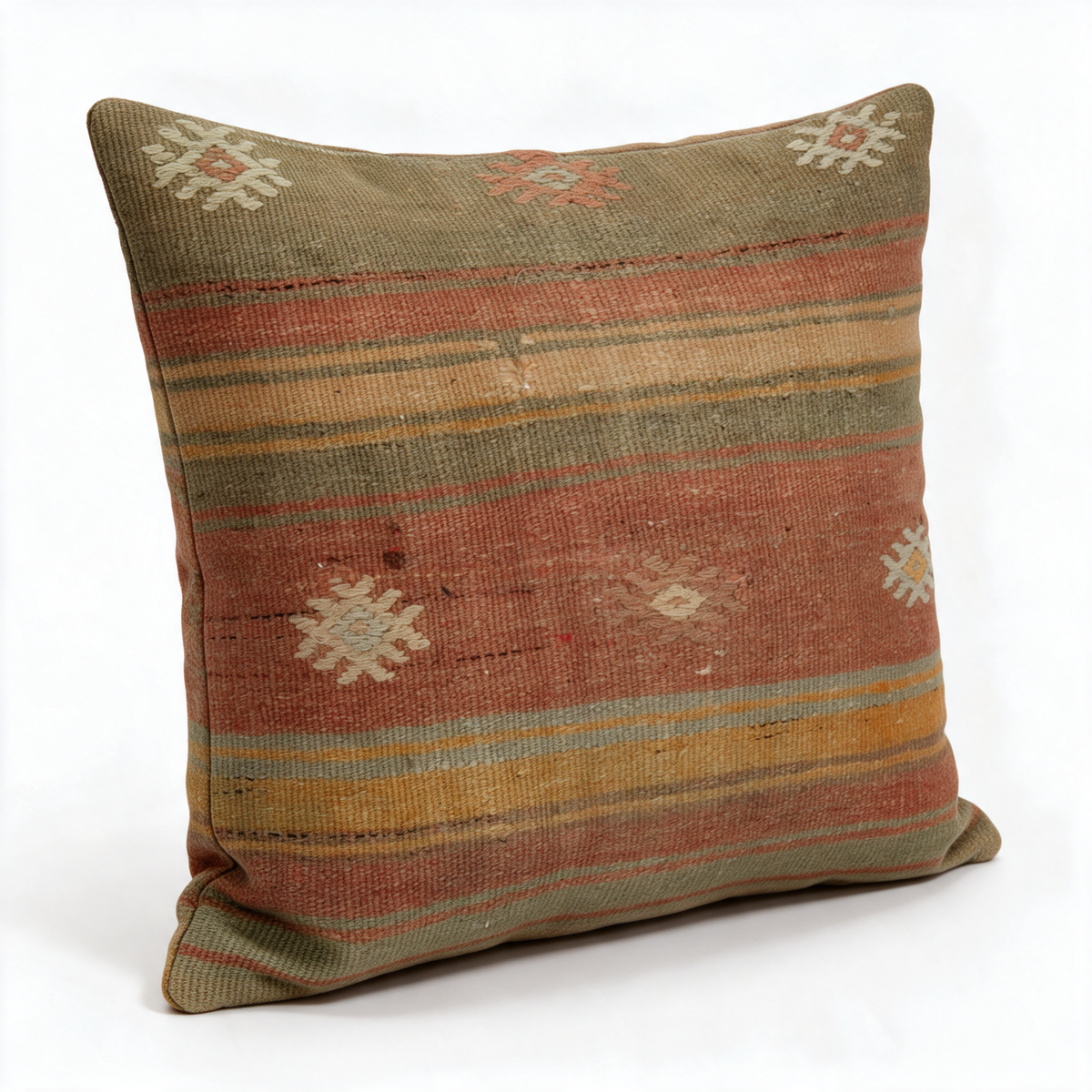 Olive Southwestern Stripe Pillow Cover 20x20 - styled view - K-0059