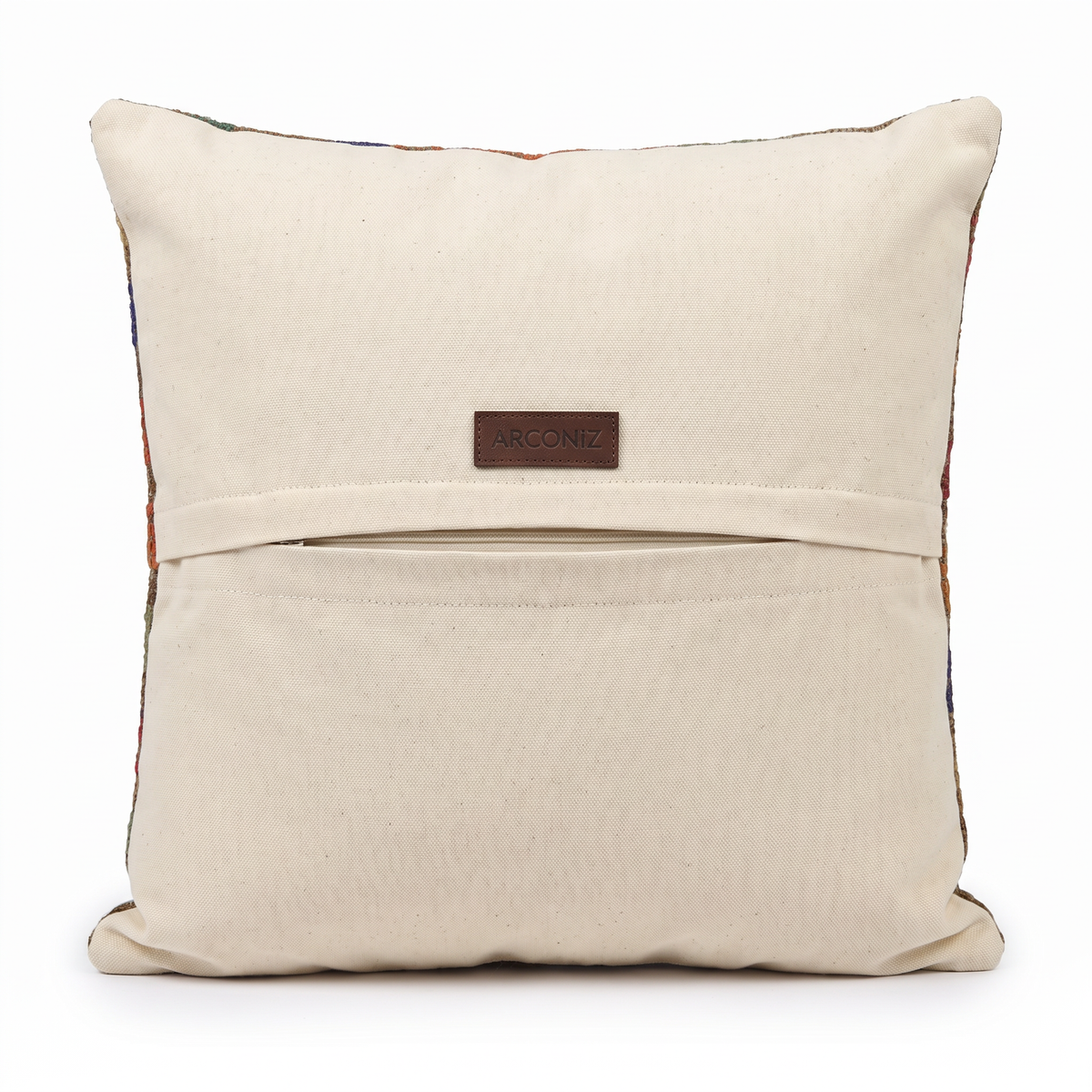 Olive Boho Diamond Pillow Cover 20x20 - cotton canvas back with hidden zipper and Arconiz label - L-0016