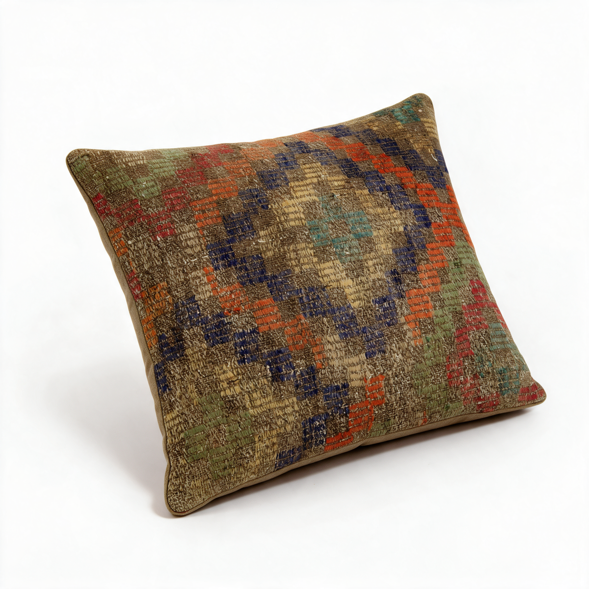 Olive Boho Diamond Pillow Cover 20x20 - styled view - L-0016