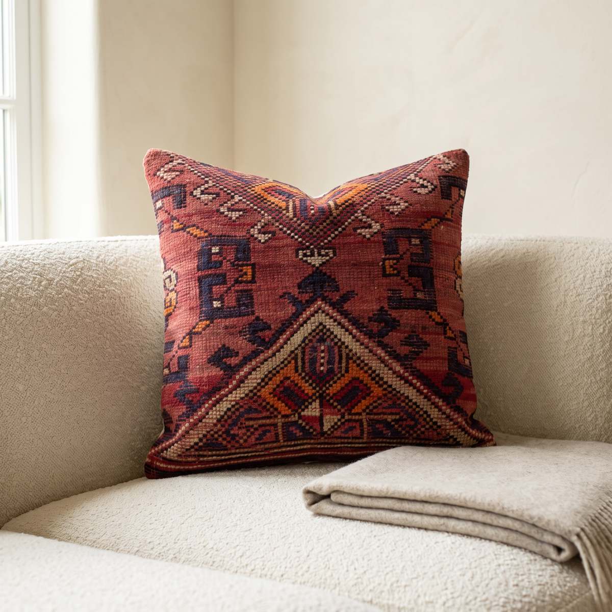 Red Western Medallion Pillow Cover 20x20 - living room - L-0022