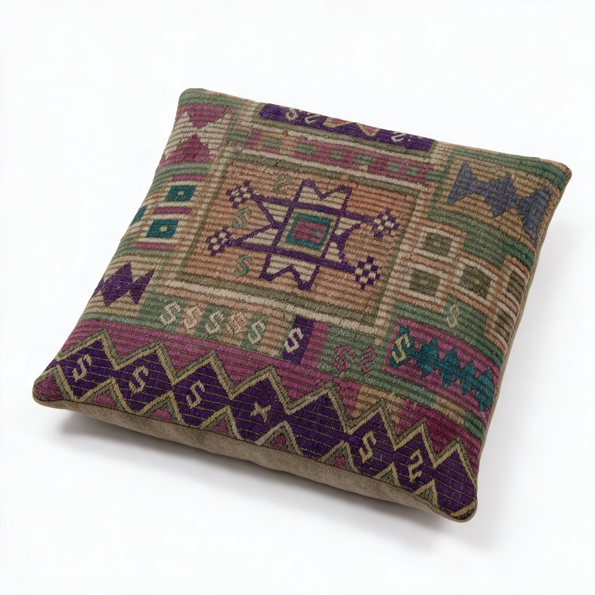 Purple Boho Geometric Pillow Cover 20x20 - styled view - L-0027