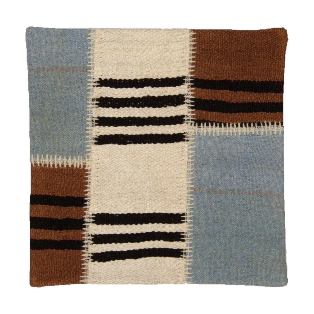 Blue & Brown kilim patchwork pillow cover 20" x 20" - PC-PAT-BLU-5050-009 - Arconiz