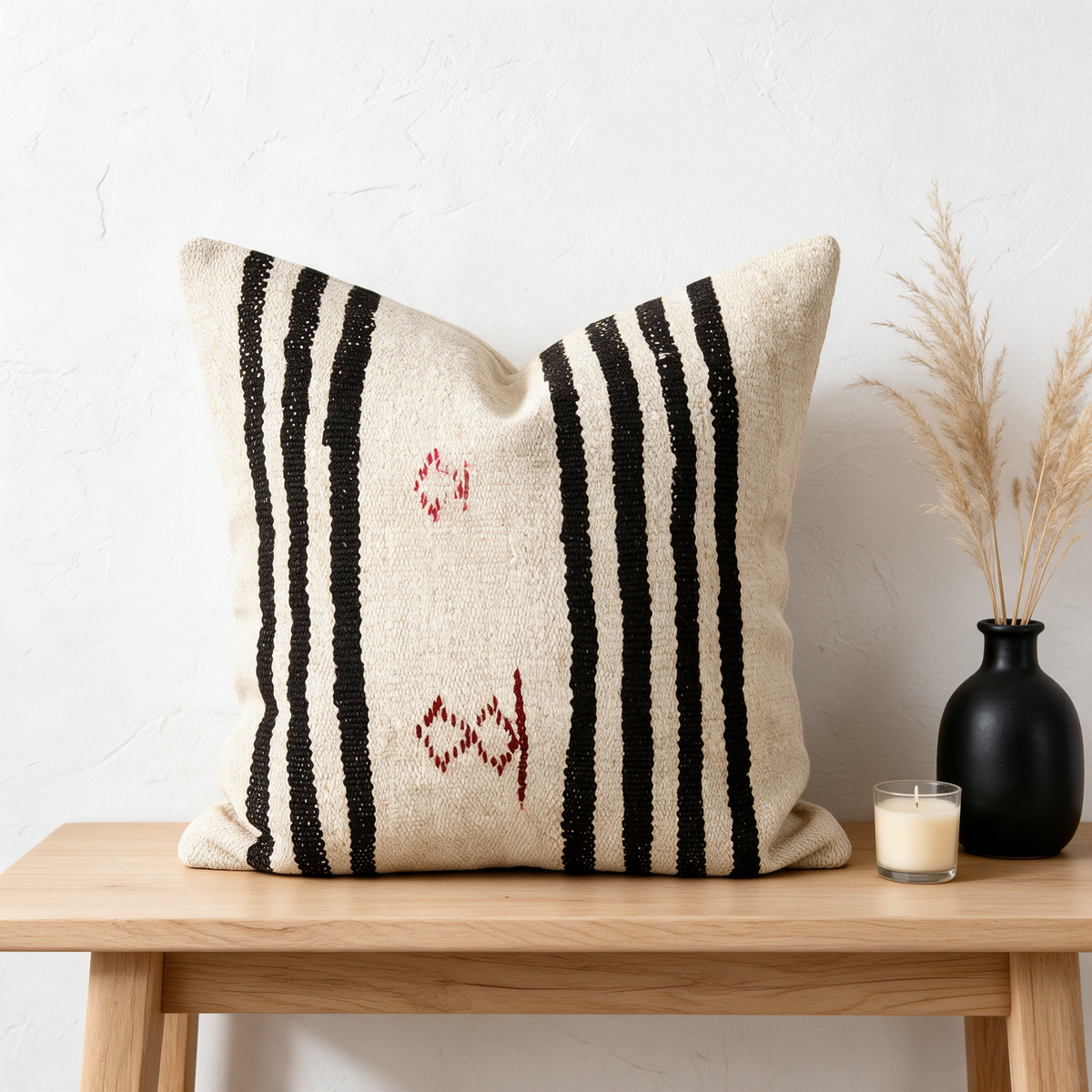 Black Modern Stripe Pillow Cover 20x20 - console - N-0006