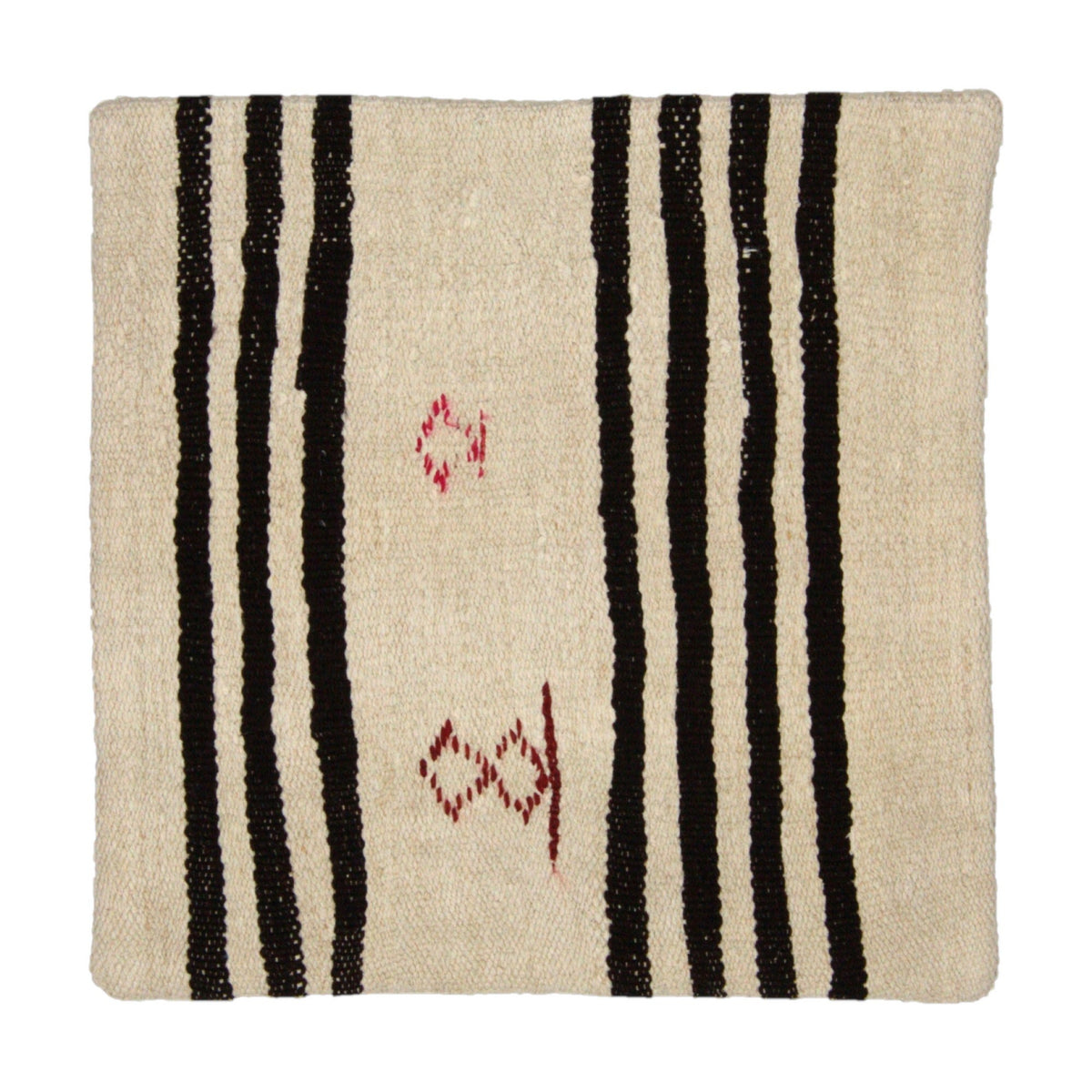 Black & Cream hemp kilim stripe pillow cover 20" x 20" - PC-STR-BLA-5050-019 - Arconiz
