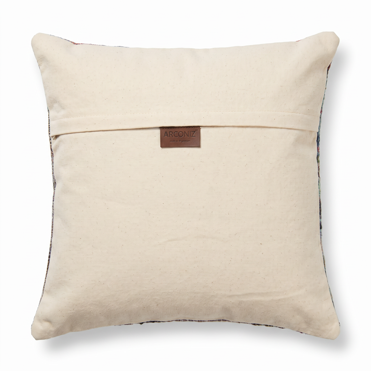 Teal Boho Stripe Pillow Cover 20x20 - cotton canvas back with hidden zipper and Arconiz label - N-0014