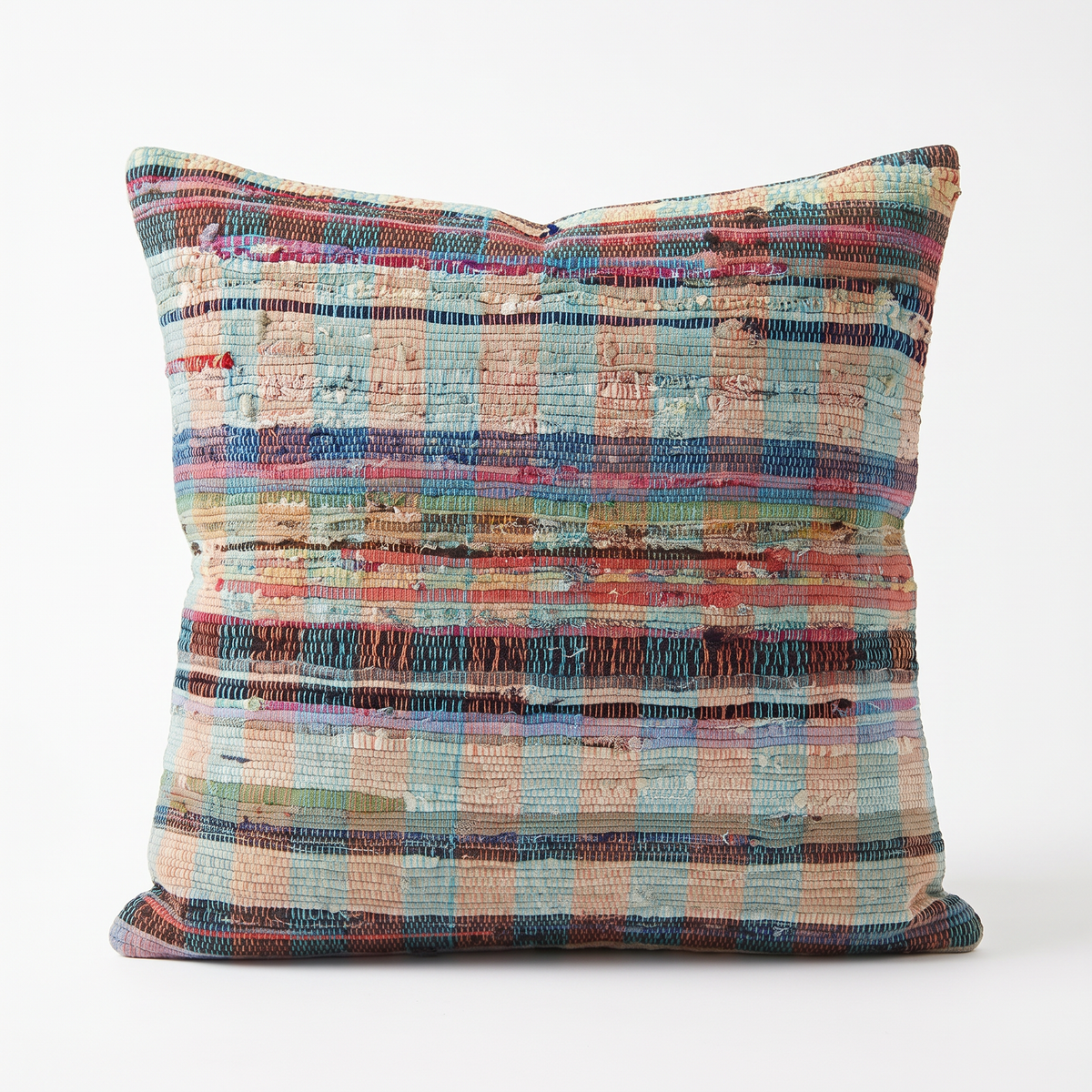 Teal Boho Stripe Pillow Cover 20x20 - styled view - N-0014