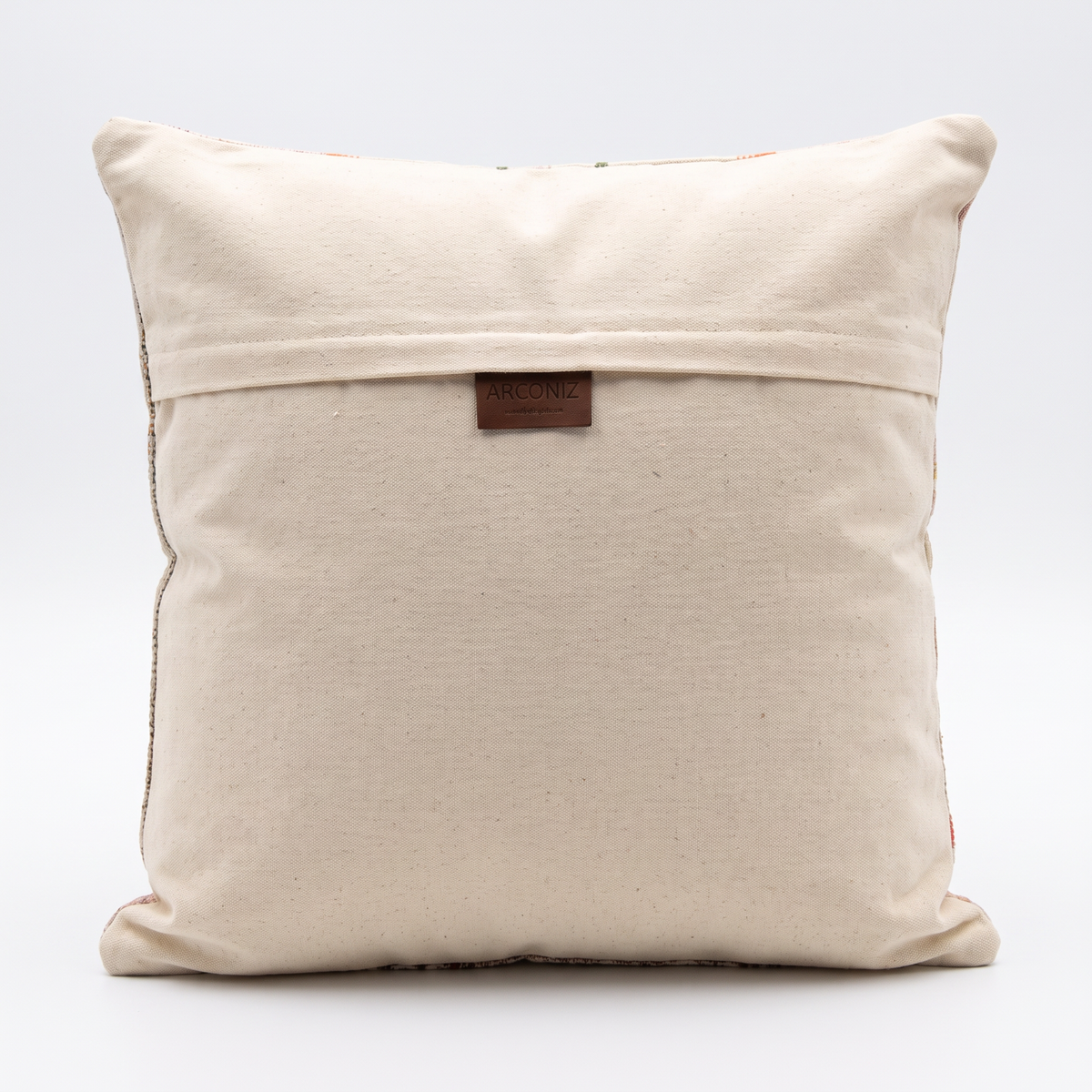 Cream Farmhouse Plaid Pillow Cover 20x20 - cotton canvas back with hidden zipper and Arconiz label - N-0022