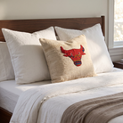 Red Western Bull Pillow Cover 20x20 - bedroom - N-0027