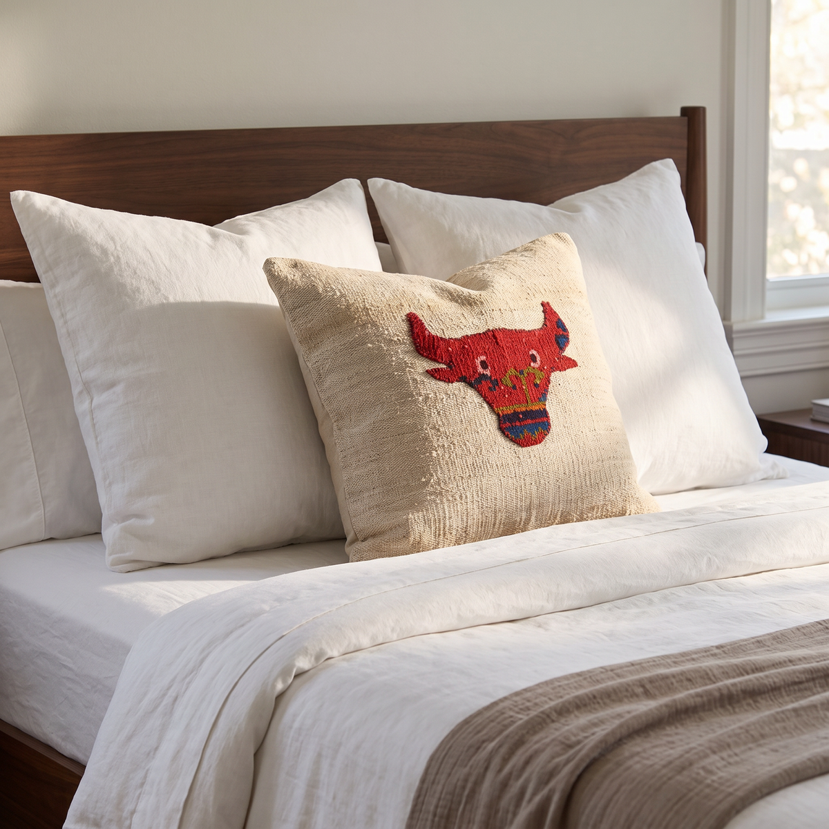 Red Western Bull Pillow Cover 20x20 - bedroom - N-0027