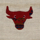 Close-up of the hemp applique weave - Red & Cream bull pillow cover - PC-BUL-RED-5050-017 - Arconiz
