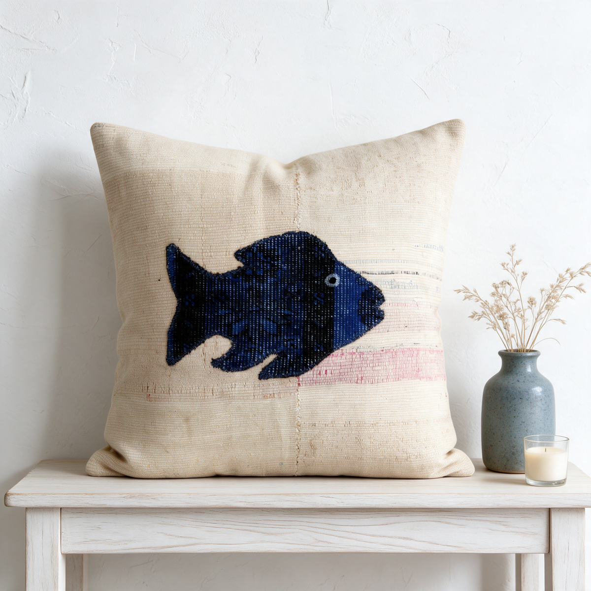 Navy Coastal Fish Pillow Cover 20x20 - console - N-0043