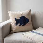 Navy Coastal Fish Pillow Cover 20x20 - living room - N-0043