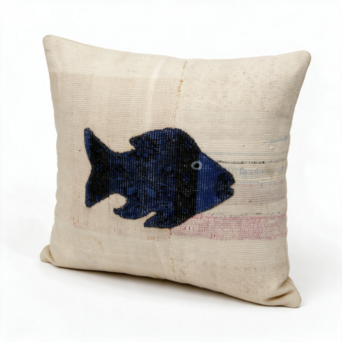 Navy Coastal Fish Pillow Cover 20x20 - styled view - N-0043