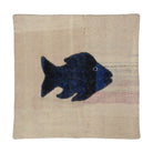 Navy & Cream hemp applique fish pillow cover 20" x 20" - PC-FIS-NAV-5050-018 - Arconiz