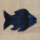 Close-up of the hemp applique weave - Navy & Cream fish pillow cover - PC-FIS-NAV-5050-018 - Arconiz