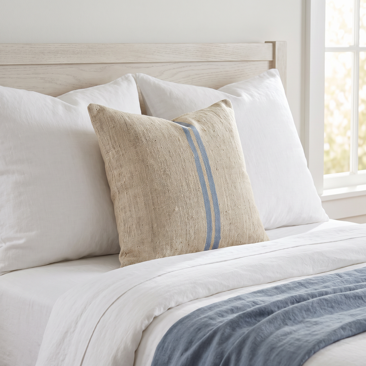 Blue Coastal Stripe Pillow Cover 20x20 - bedroom - N-0063