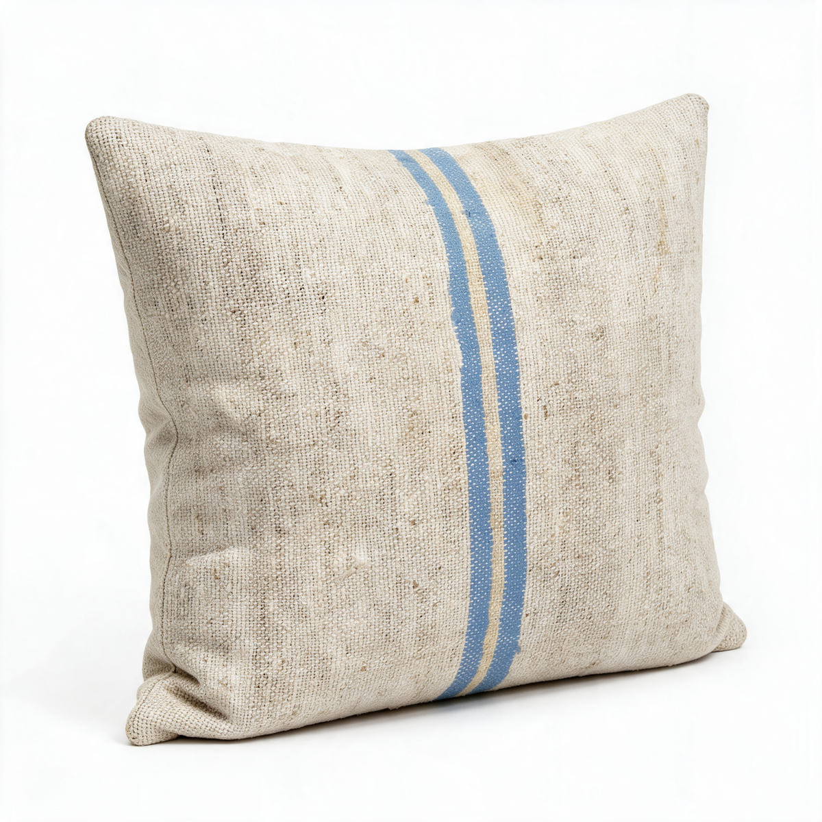Blue Coastal Stripe Pillow Cover 20x20 - styled view - N-0063