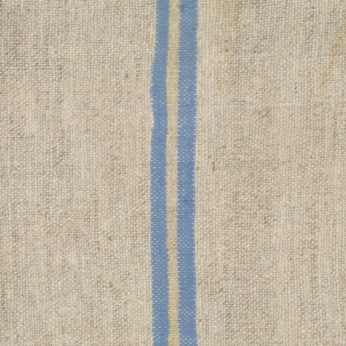 Close-up of the hemp kilim weave - Blue & Cream stripe pillow cover - PC-STR-BLU-5050-020 - Arconiz