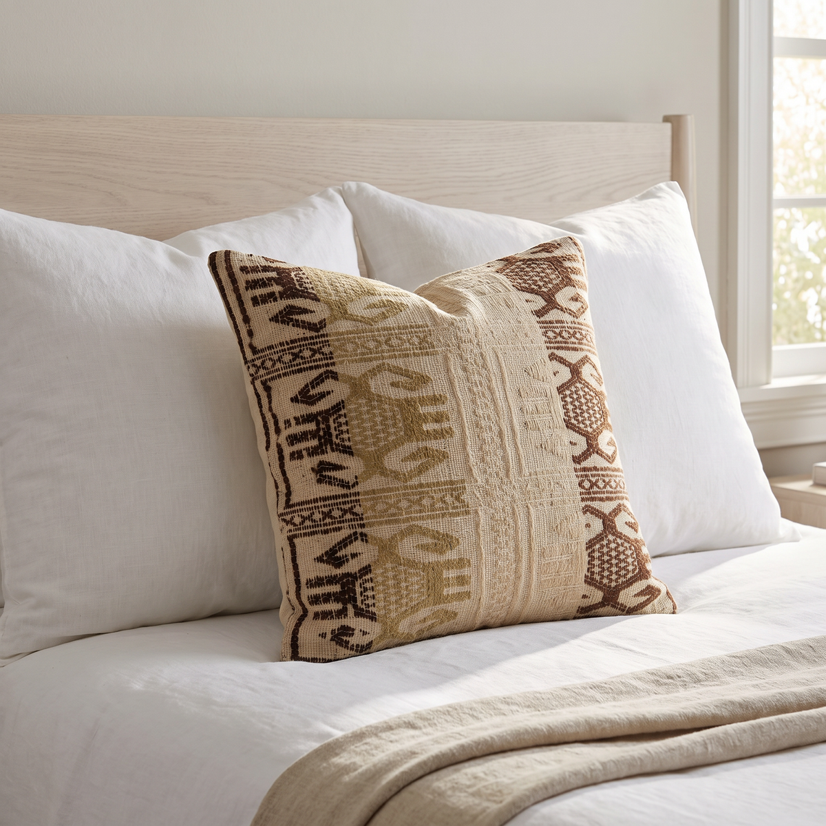 Beige Neutral Geometric Pillow Cover 20x20 - bedroom - N-0086