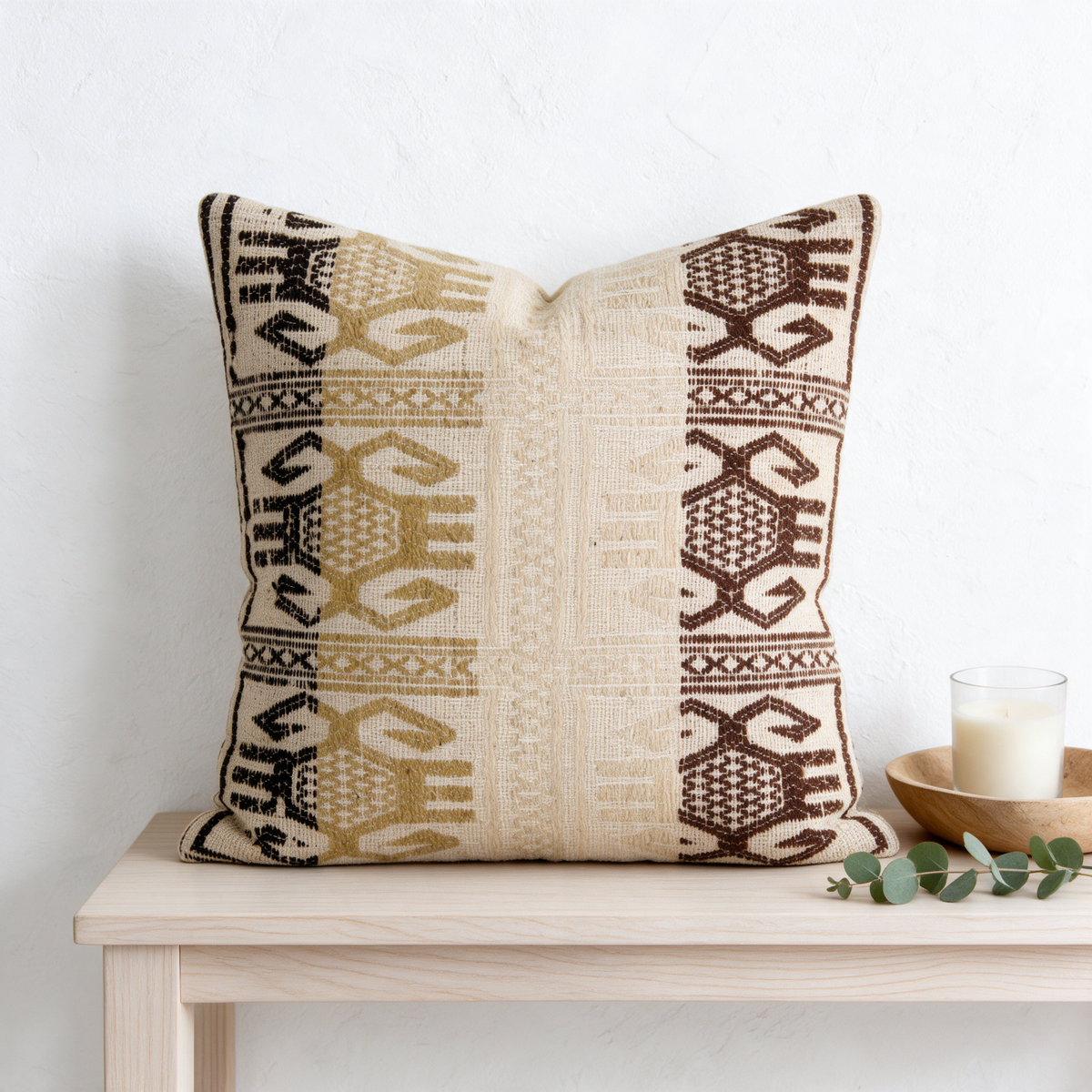 Beige Neutral Geometric Pillow Cover 20x20 - console - N-0086