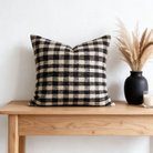 Black Farmhouse Check Pillow Cover 20x20 - console - N-0093