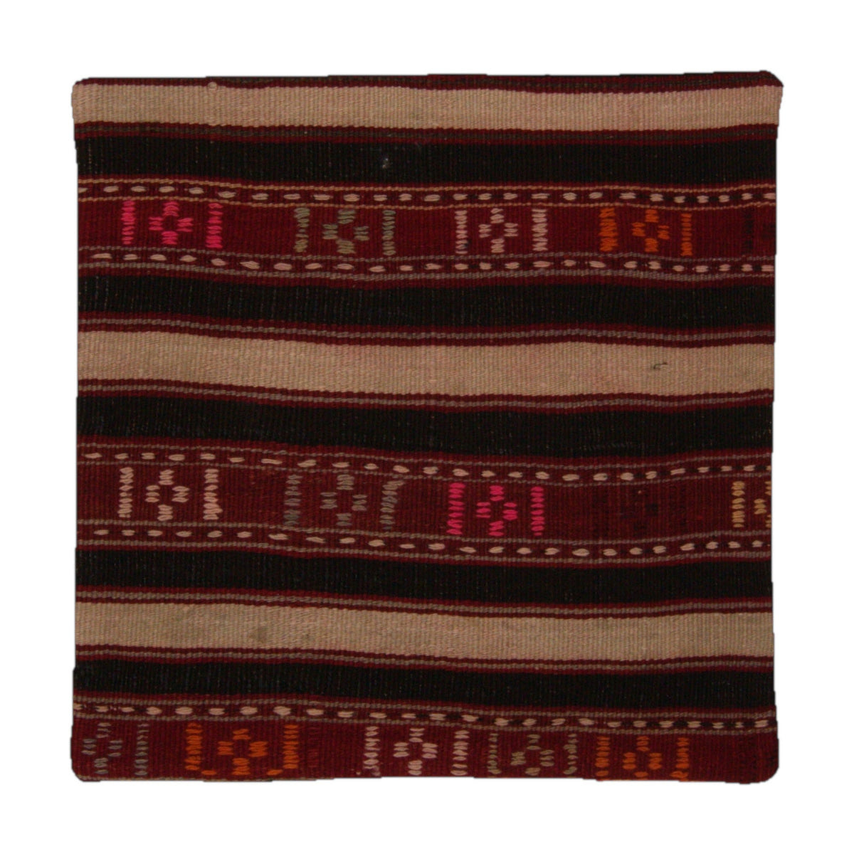 Black & Red kilim stripe pillow cover 18" x 18" - PC-STR-BLA-4545-012 - Arconiz