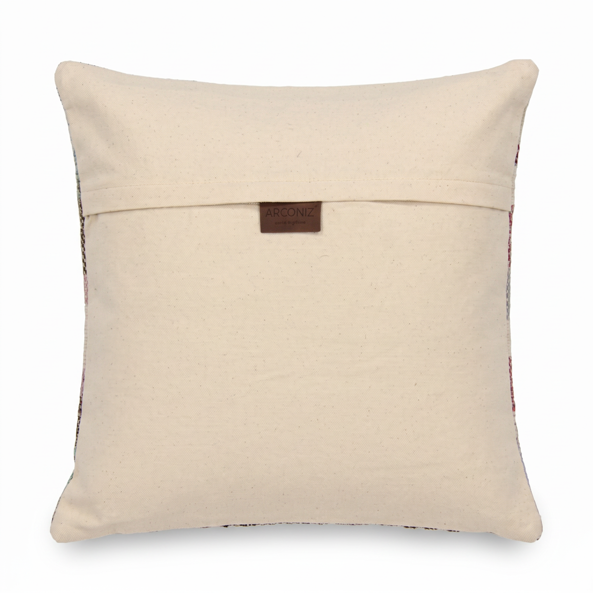 Pink Boho Patchwork Pillow Cover 18x18 - cotton canvas back with hidden zipper and Arconiz label - N-0133