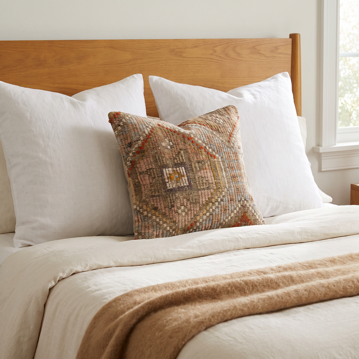 Rust Boho Medallion Pillow Cover 18x18 - bedroom - N-0139