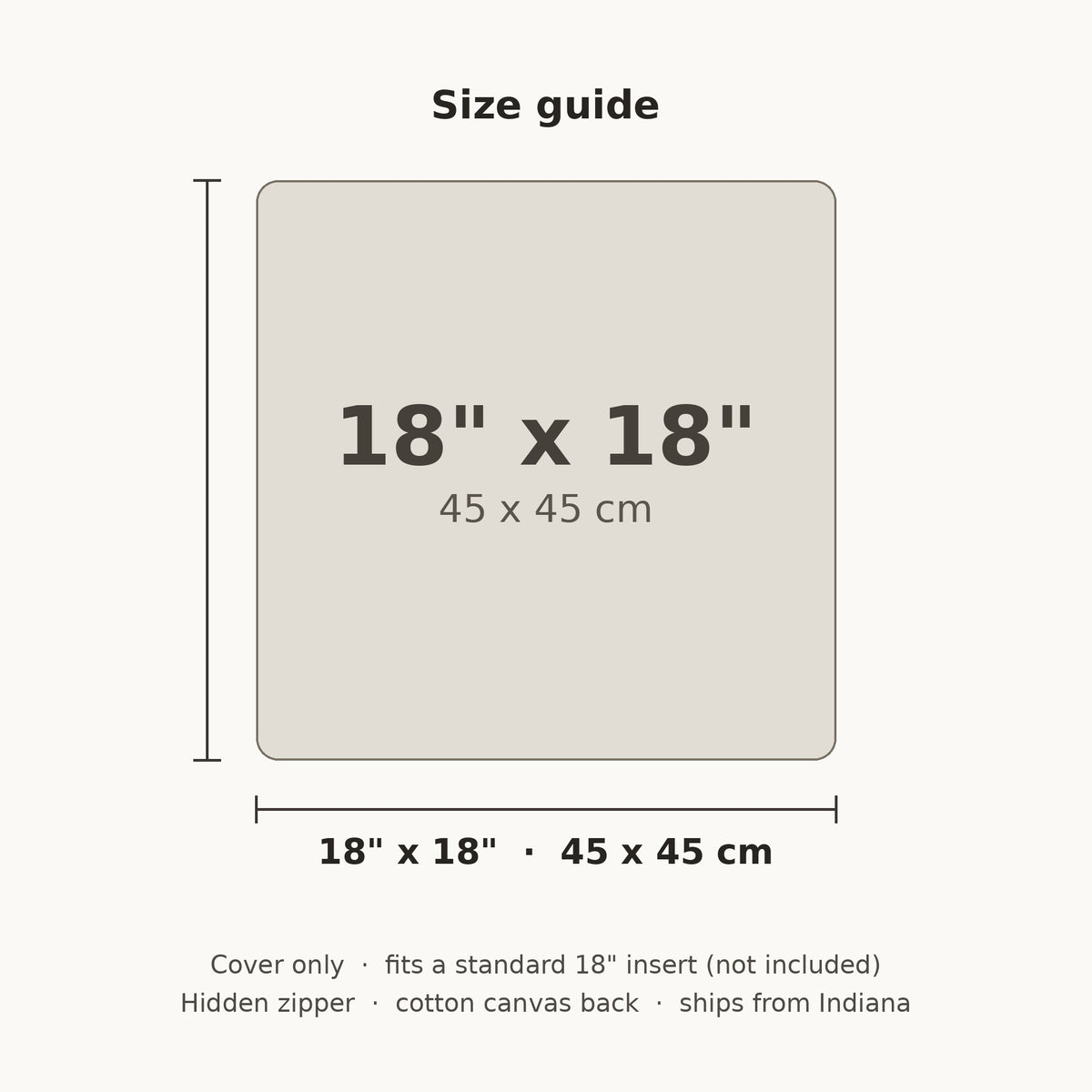Size guide: 18" x 18" (45 x 45 cm) - PC-MED-RUS-4545-014 - Arconiz