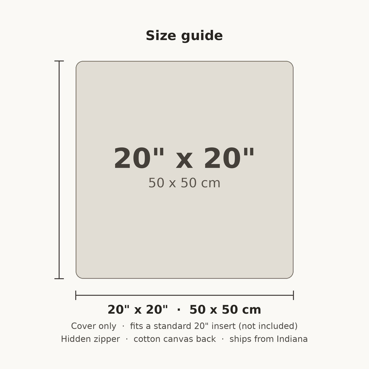 Size guide: 20" x 20" (50 x 50 cm) - PC-STR-BLU-5050-020 - Arconiz