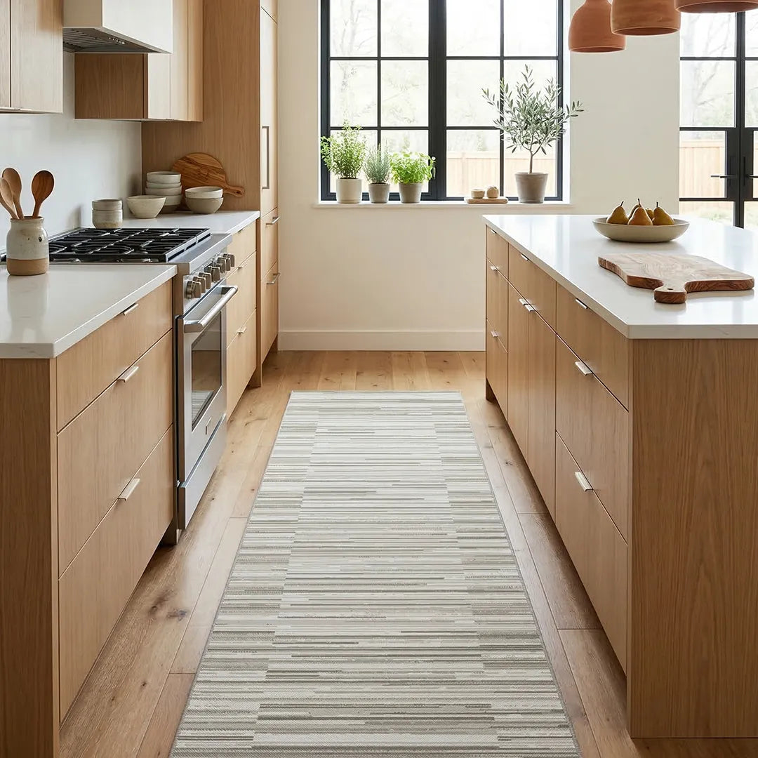 Neutral Linear Stripe Area Rug