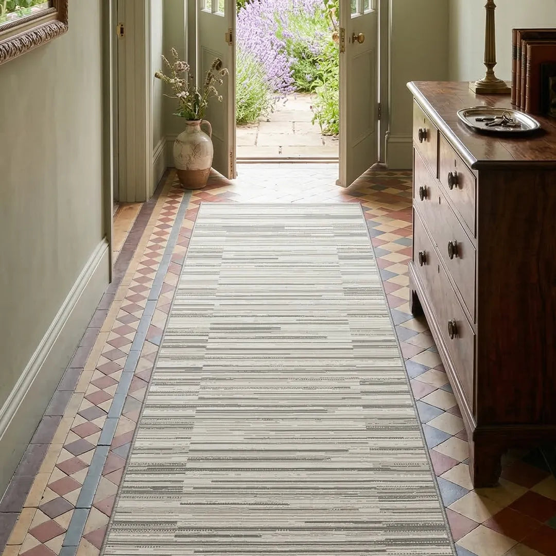 Gray Linear Stripe Area Rug