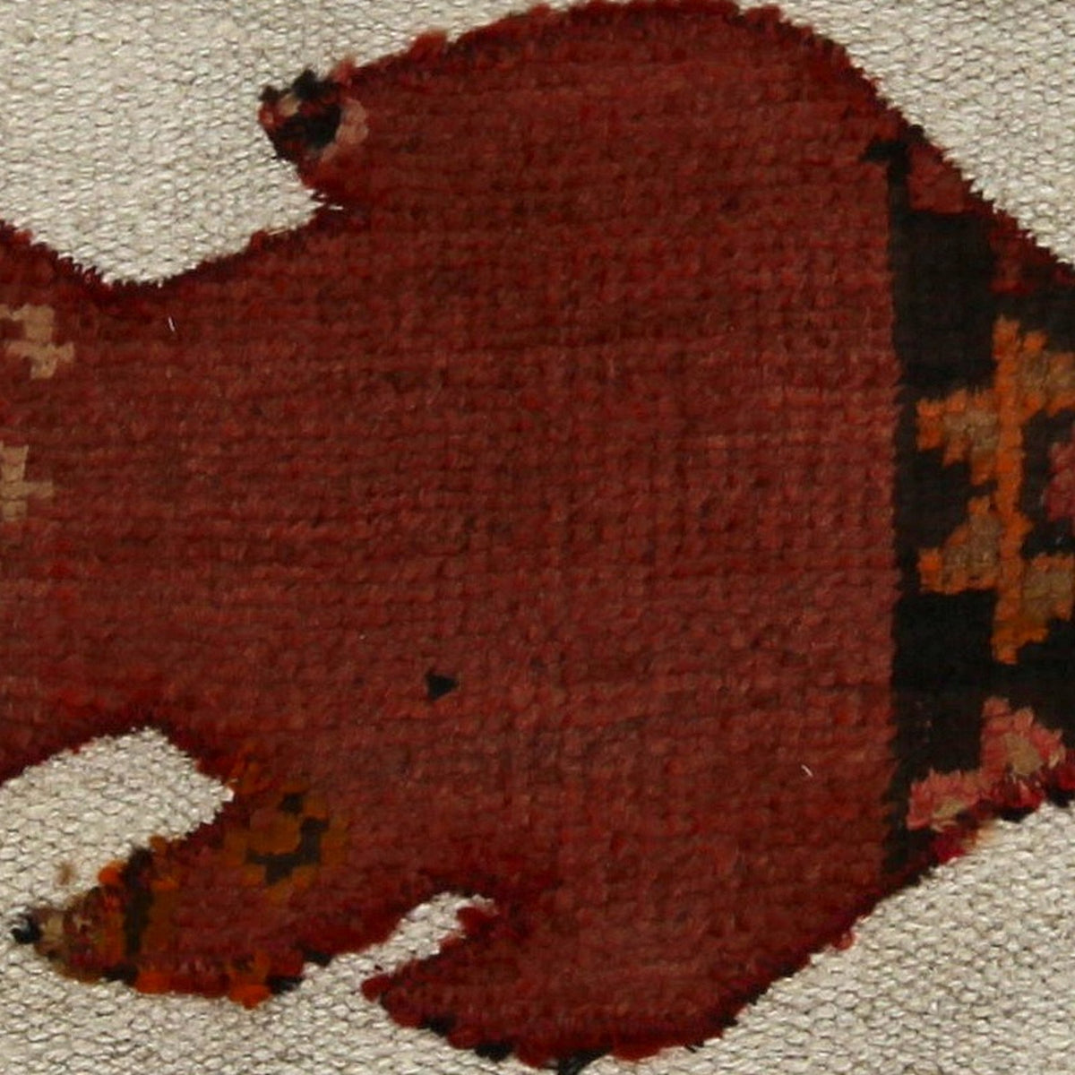 Close-up of the handwoven kilim weave - Deep Red Kilim Fish on Cream - WA-FSH-DEE-6060-002 - Arconiz