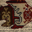 Close-up of the handwoven kilim weave - Red & Cream Kilim Fish on Charcoal Fleck - WA-FSH-RED-6060-003 - Arconiz