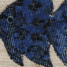 Close-up of the handwoven kilim weave - Cobalt Blue Kilim Fish on Cream - WA-FSH-COB-5050-004 - Arconiz