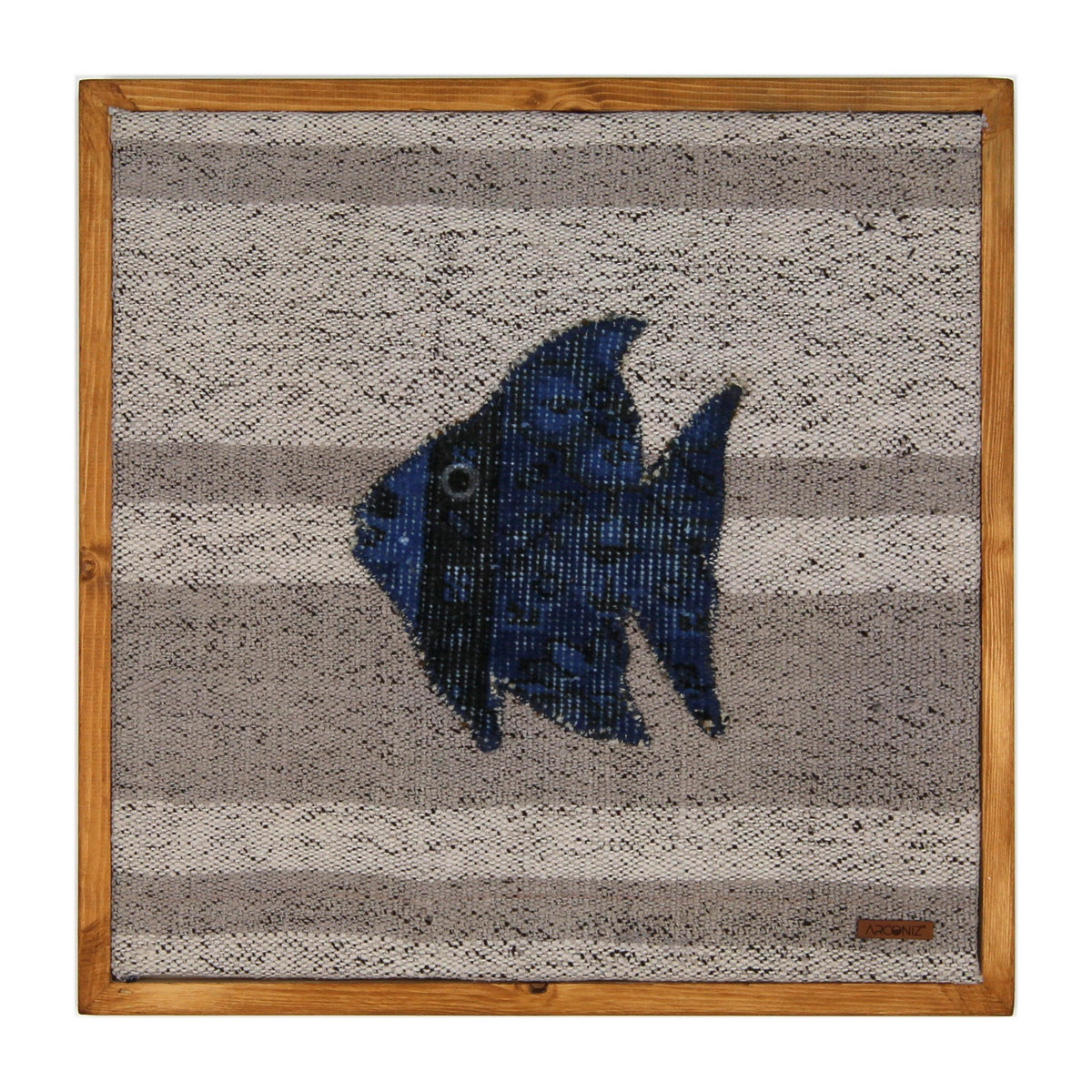 Indigo Kilim Fish woven wall art 20" x 20" - WA-FSH-IND-5050-005 - Arconiz