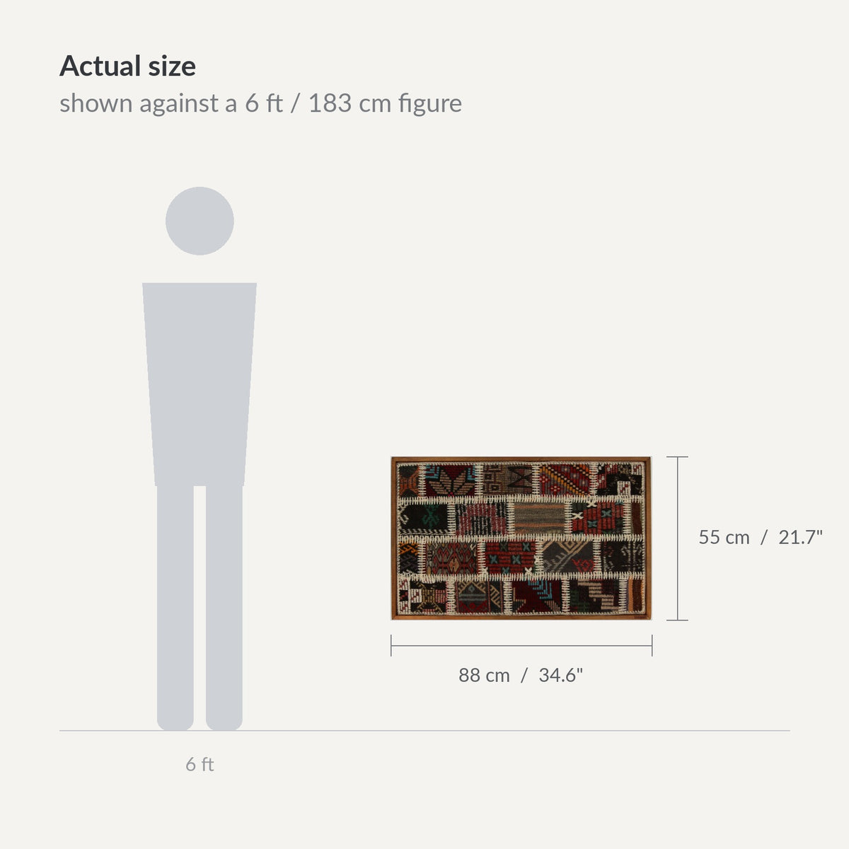 Size guide: 35" x 22" shown against a 6 ft / 183 cm figure - WA-PCH-RED-8855-006