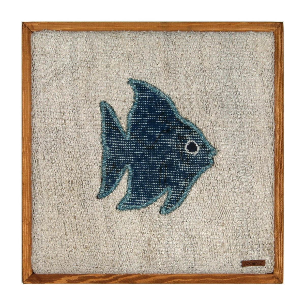 Teal Kilim Fish woven wall art 18" x 18" - WA-FSH-TEA-4545-007 - Arconiz