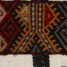 Close-up of the handwoven kilim weave - Red & Ochre Kilim Panel on Cream & Black Stripe - WA-PNL-RED-4545-008 - Arconiz