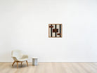 Red & Ochre Kilim Panel on Cream & Black Stripe woven wall art in a second styled room setting, for scale - WA-PNL-RED-4545-008