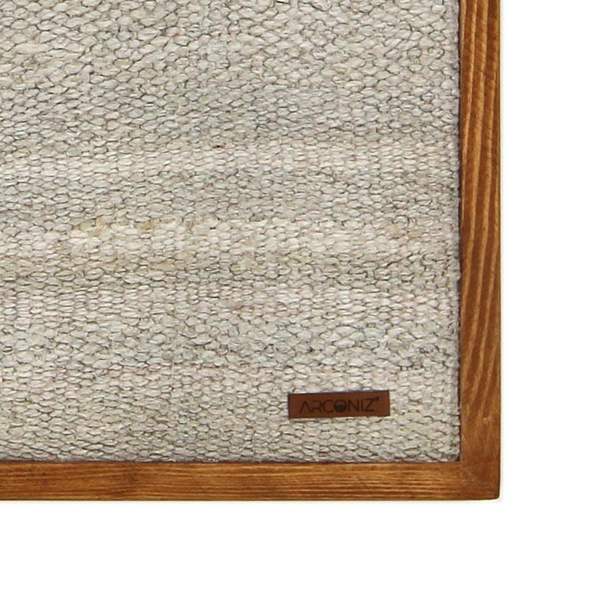 Solid wood frame corner and Arconiz maker's label - WA-BUL-TAN-5050-010