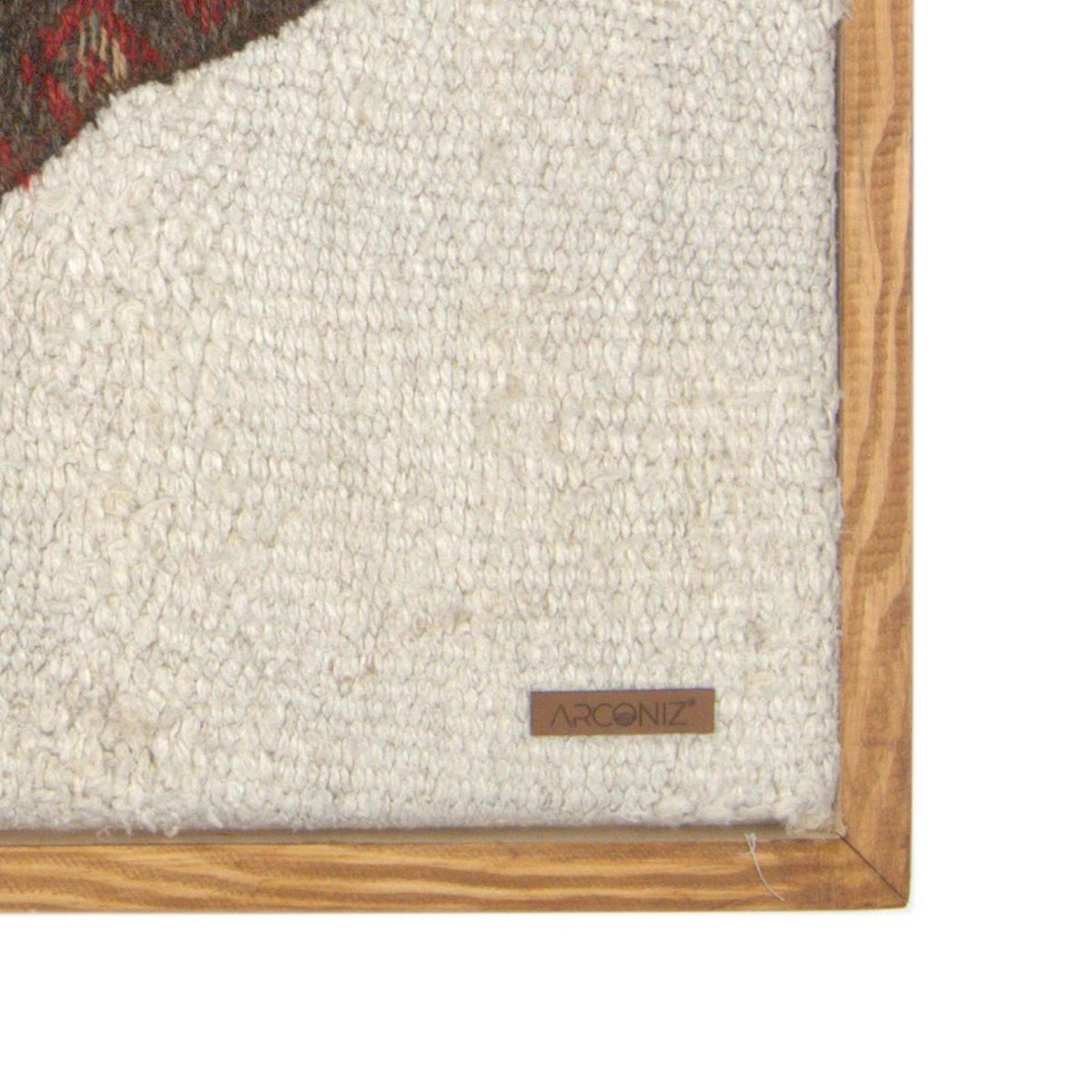 Solid wood frame corner and Arconiz maker's label - WA-FSH-RED-5050-011