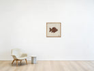 Red & Gold Kilim Fish on Ivory woven wall art shown hanging in a styled room, for scale - WA-FSH-RED-5050-011