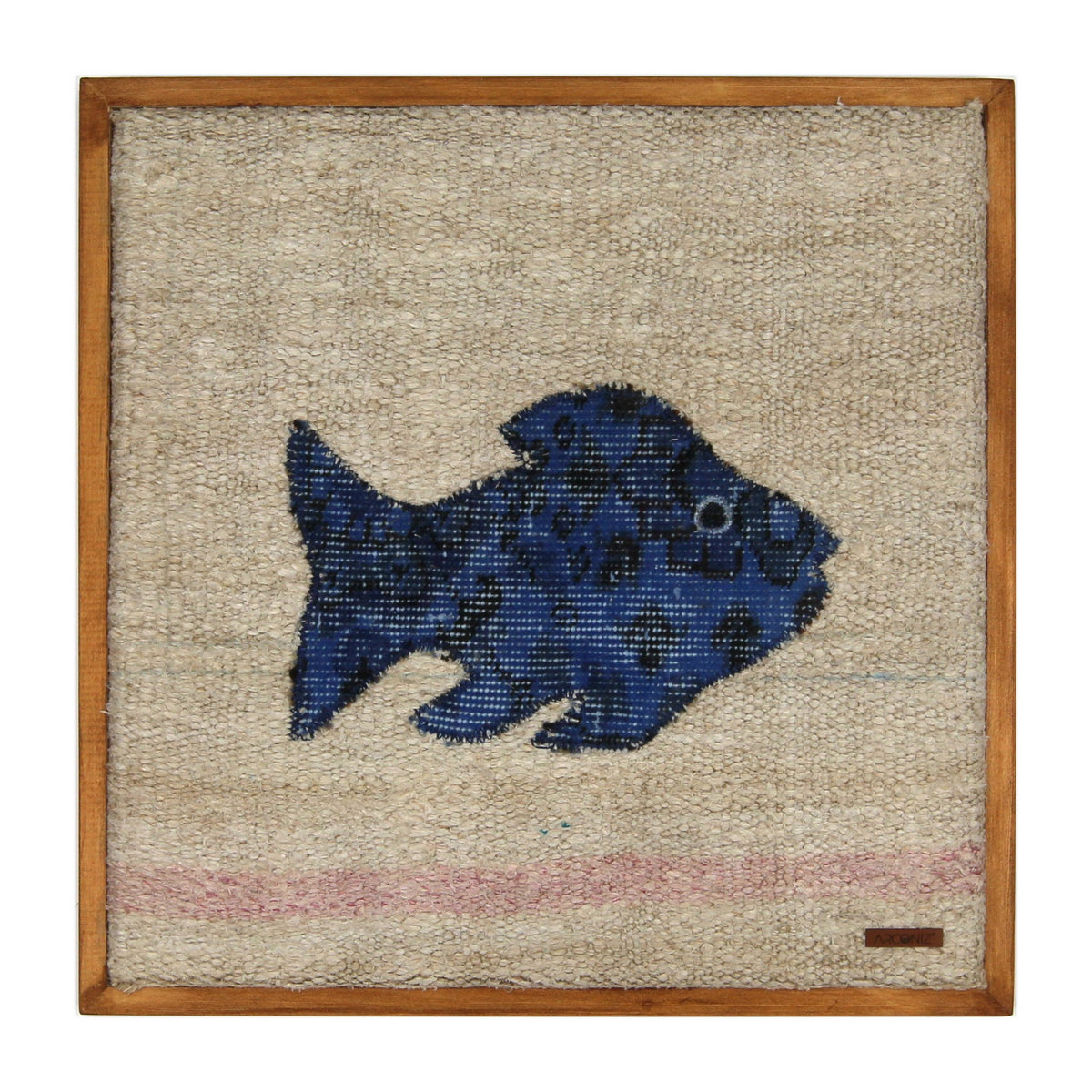 Cobalt Blue Kilim Fish woven wall art 20" x 20" - WA-FSH-COB-5050-013 - Arconiz