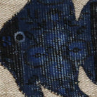 Close-up of the handwoven kilim weave - Navy Kilim Fish on Warm Oatmeal - WA-FSH-NAV-5050-014 - Arconiz