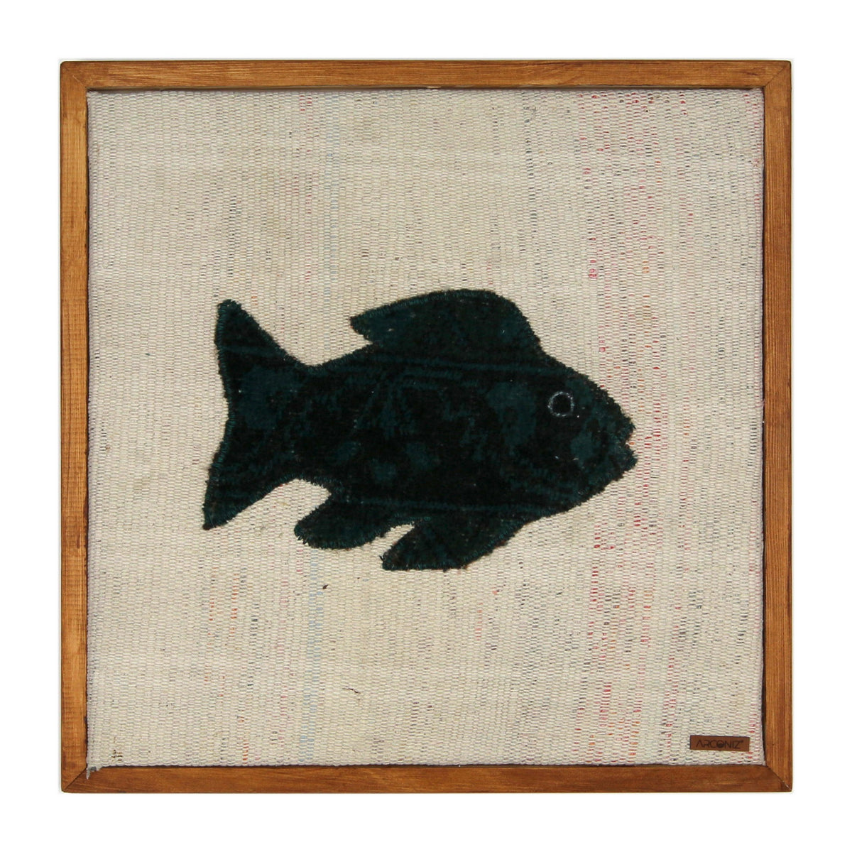 Near Black Kilim Fish woven wall art 20" x 20" - WA-FSH-NEA-5050-016 - Arconiz